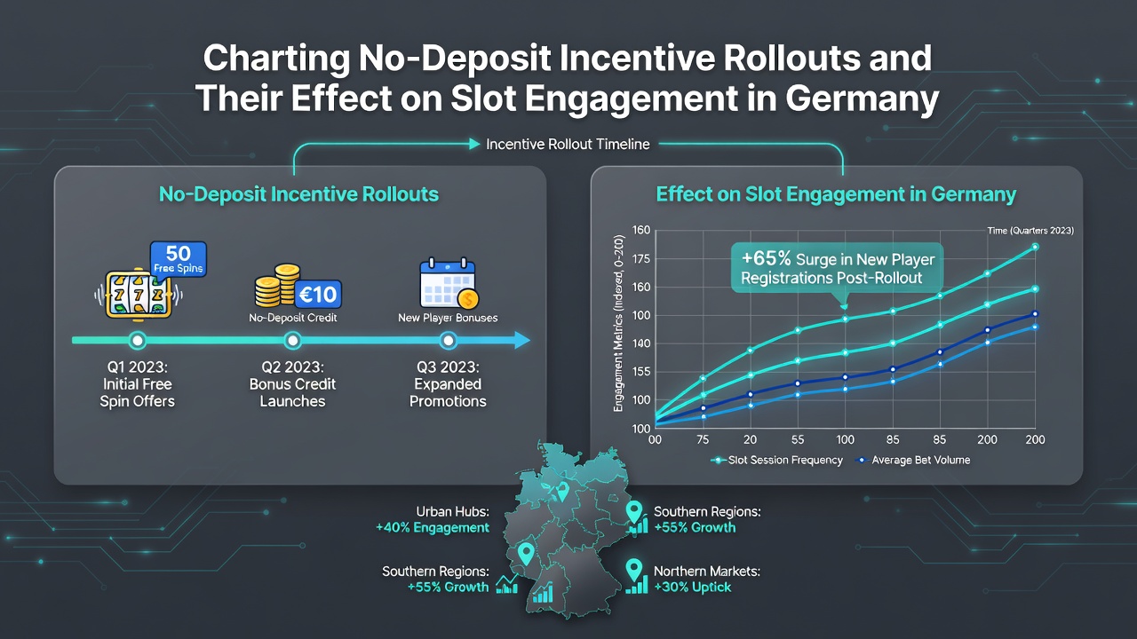 Diagramm zu No-Deposit-Bonus-Rollouts und Slot-Engagement in Deutschland