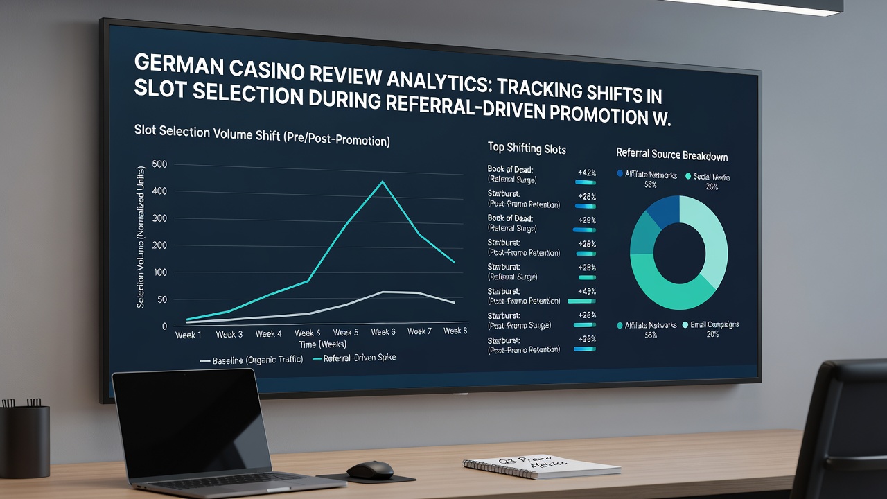 Analyse-Dashboard mit Charts zu Slot-Auswahlverschiebungen in Referral-Promotions auf deutschen Plattformen