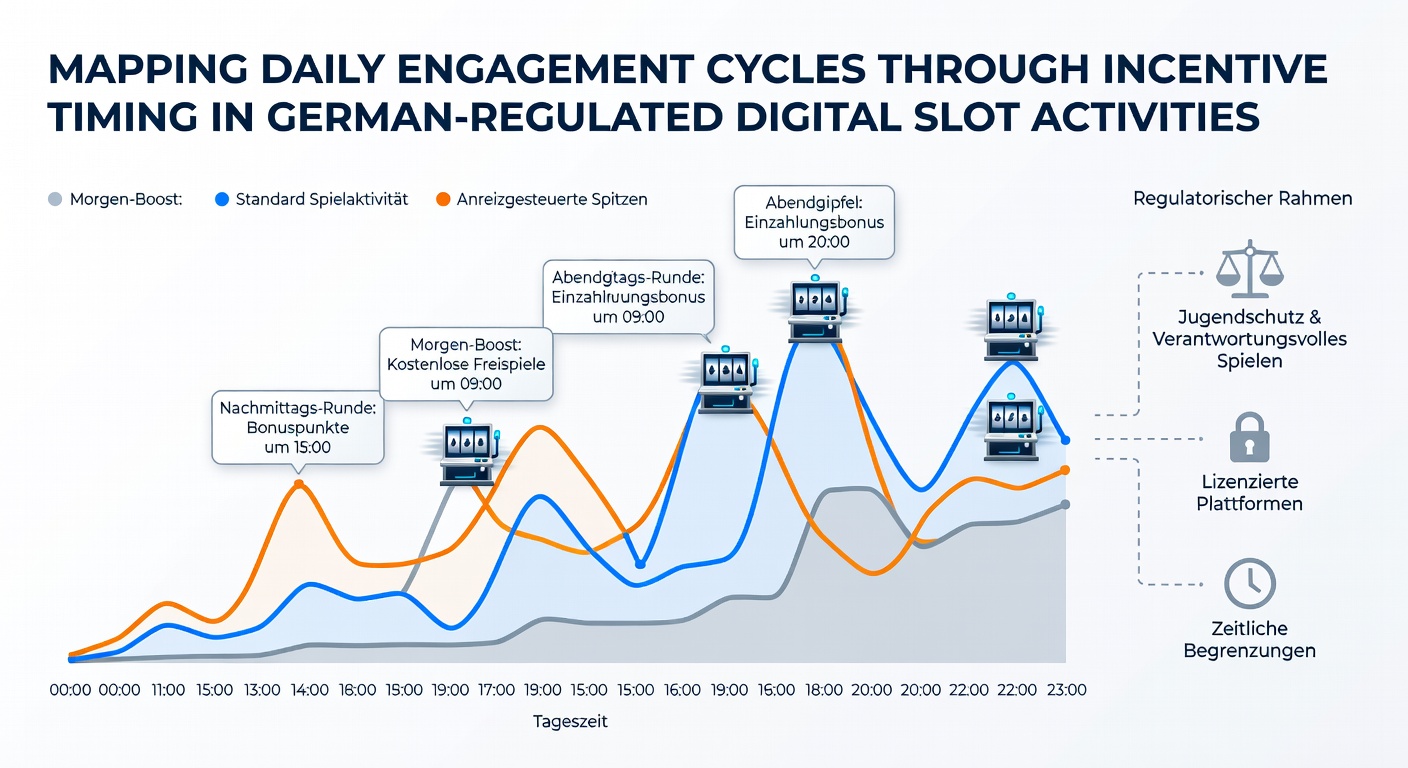 Diagramm zeigt tägliche Engagement-Zyklen mit Anreiz-Timing in regulierten deutschen Slot-Plattformen