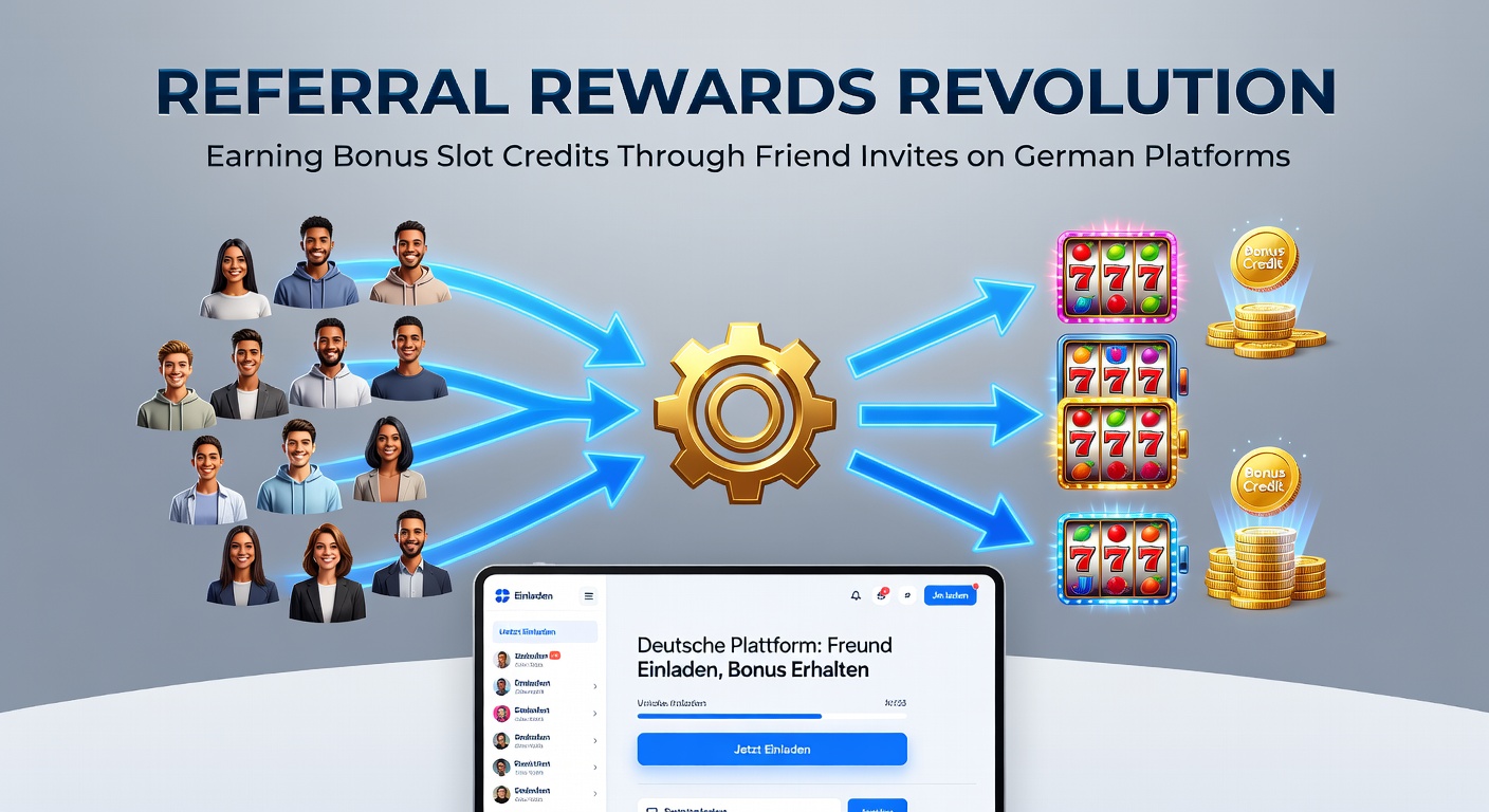 Screenshot eines Referral-Dashboards mit Bonus-Übersicht, Freunden-Liste und Slot-Credit-Saldo auf einer deutschen Casino-App