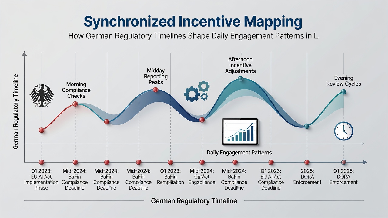 Grafik illustriert die Synchronisation von Anreizen mit regulatorischen Zeitplänen in deutschen Slot-Apps